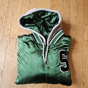 Harry Potter Slytherin Green and Gray Varsity Jacket Classic Design Size L